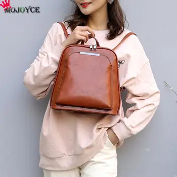 

Vintage Oil Wax Leather Backpack for Women Large Capacity School Bag for Girls Leisure Shoulder Travel Bags for Female Rucksack