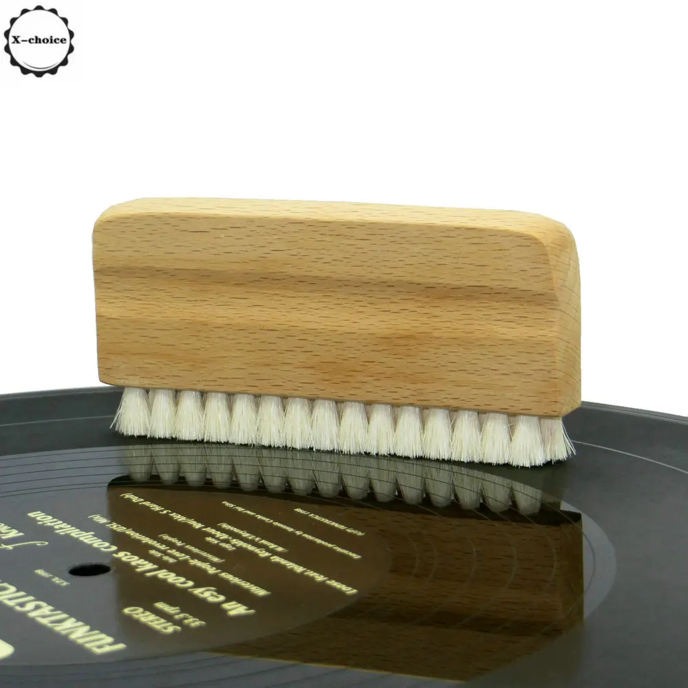 LP Vinyl Record Cleaning Brush Anti-static Goat Hair Wood Handle Cleaner Cd Player Turntable