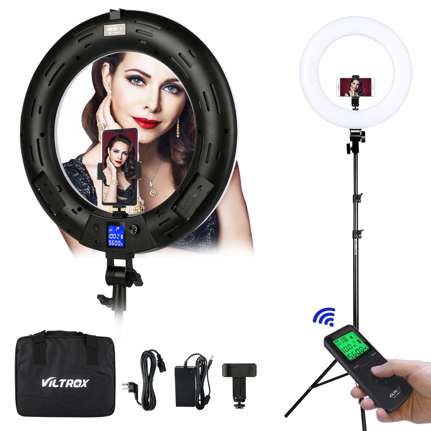 Viltrox VL-600T 45W 18 inch LED Ring Light with Stand Selfie Lamp Bi-color Circle Wireless remote for Studio | Электроника