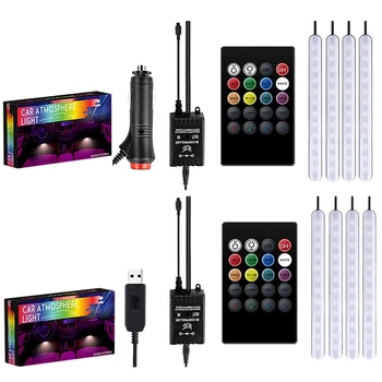 

Car Atmosphere Light Foot Light Cigarette Lighter Remote Control Interior Decorative Ambient Led Lamp Strip Accessories