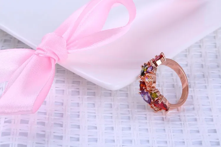Шарм Винтаж Мона Лиза стиль Разноцветный Кристалл Циркон модное ожерелье кольцо с подвесками серьги ювелирный набор подарок для женщин девочек