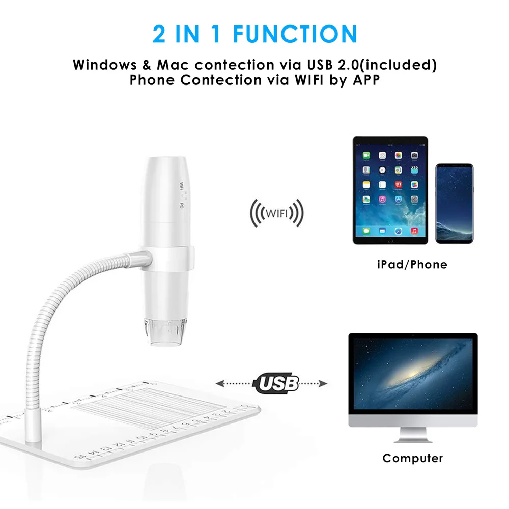 50x до 1000x увеличение Беспроводной Цифровой Микроскоп Ручной USB микроскоп камера HD 1080P Wi-Fi Endscope IOS Android Win