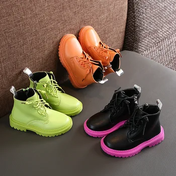 

Kids BootsMartin Boots 2019 Boys Girls Fashion Winter Boots Side Zipper Leather Lace Up Boots Warm Boots Kids Snow Boots