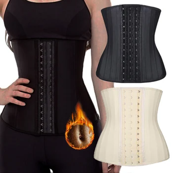 

Waist Trainer Cincher Corset Belly Slimming Loss Girdle Bustiers & Corsets 25 Steel Bone Rubber 100% Latex Button Women Sexy