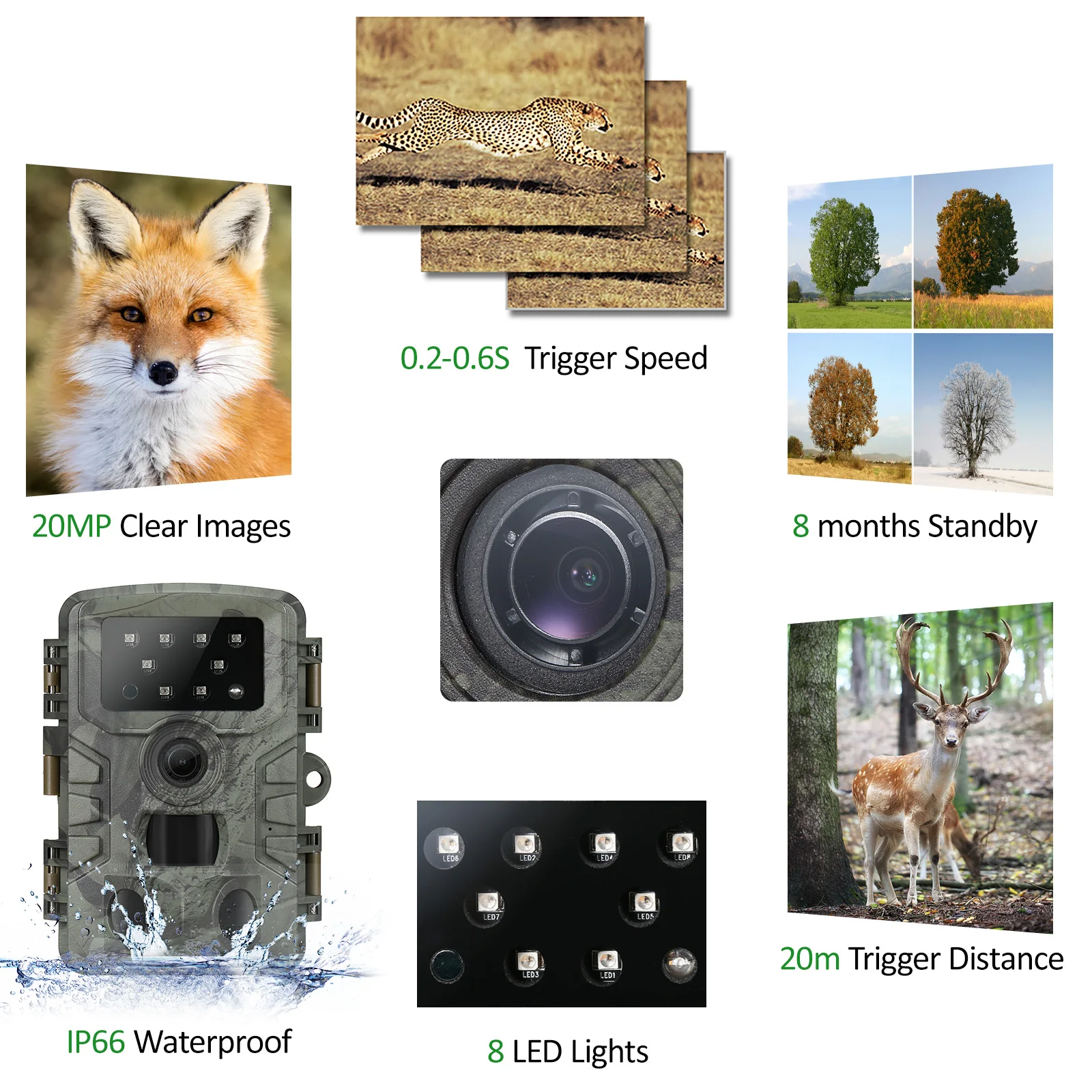 Trail Camera 20MP 1080P Waterproof PIR Infrared Hunting Camera With Night Vision Wildlife Cam Surveillance Tracking PR700
