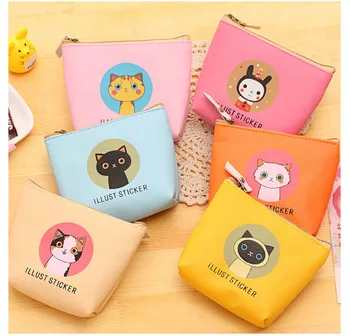 

Fashion Cute Cat Pu Wallets Zipper Coin Bag Small Coin Purse Kid Money Key Coin Holder Bag Pouch