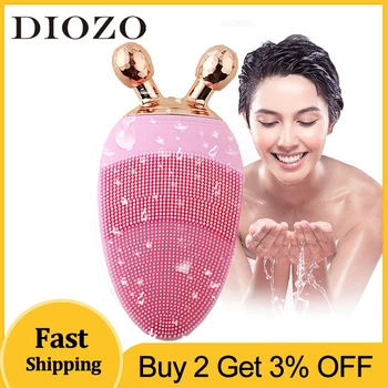 

2 in 1 Facial Cleansing Brush Face Massager Roller Electric Facial Massager Silicone Cleaner Brush Sonic Vibration Deep Cleaning