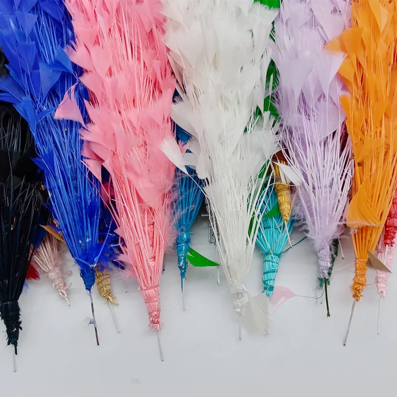 1 Bouquet Turkey Feather FlowerDIY Home Party Headdress Decoration Wedding Plunes for Crafts 25-30 CM/10-12 Inches