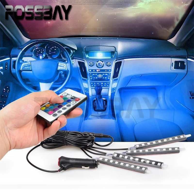 Possbay Car Interior Lights Neon 36 LED Lamp Floor Decoration Atmosphere Colorful with Controller 