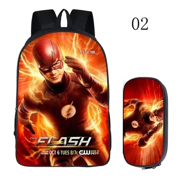 

Superhero The Flash Students Boys Girls School Bags Beautiful Surprise Gift Fashion Rucksack 2pcs/set Backpack+pencil Case