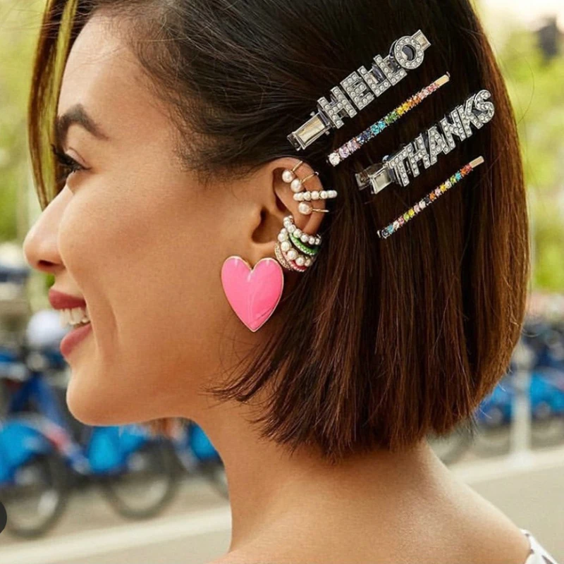 2020 заколки для волос Стразы с буквами женщин и девочек модные женские головные