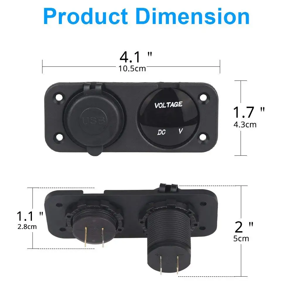 DIY Автомобильный вольтметр двойной USB зарядное устройство 4.2A разъем питания два отверстия панель водонепроницаемый колпачок для автомобиля Мотоцикл лодка с 25 см кабели