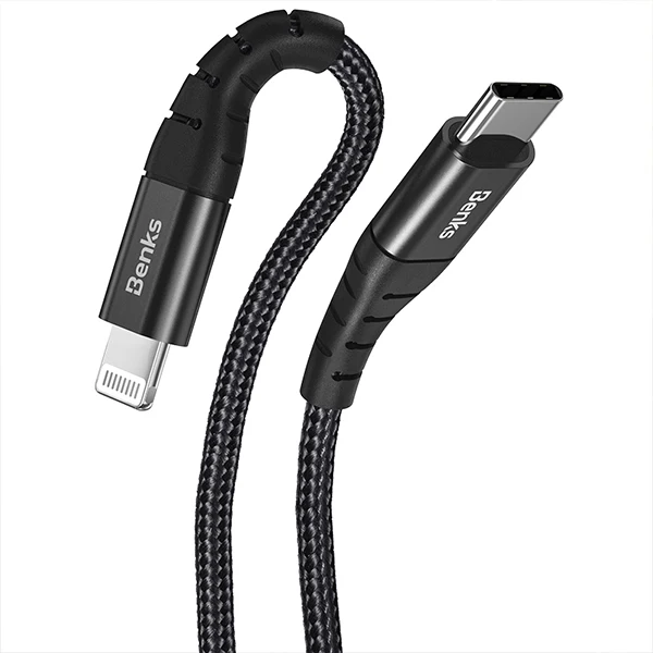 Benks M11 MFi PD кабель для быстрой зарядки для iPhone XS 11 Pro MAX X XR 8 Plus type USB C to Lightning телефонный кабель нейлоновый шнур для зарядного устройства - Цвет: Black