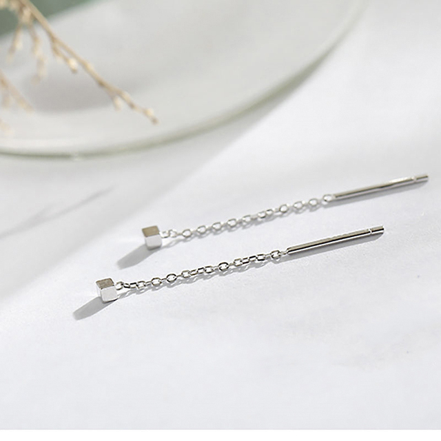 Geometric block Long Tassel Bar Drop Earrings For Women Minimalism Personality Ear Line Dangle jewelry Gift