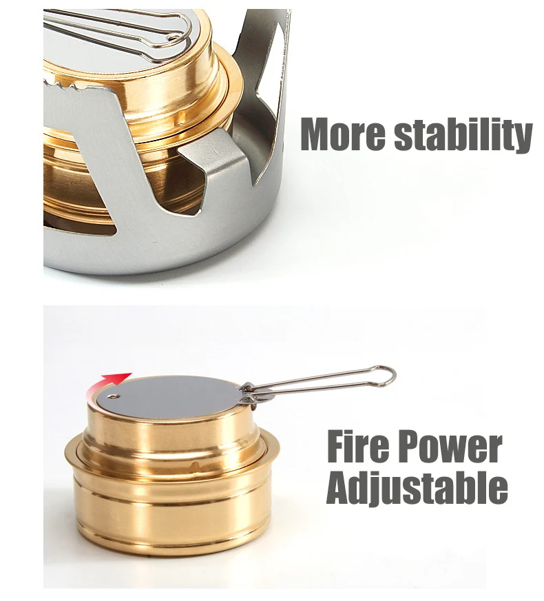 

Picnic Stove Brass Alcohol Stove Burner with Aluminum Alloy Stand Lid for Outdoor Camping Hiking Backpacking Cooking Portable