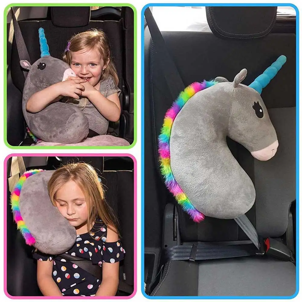 Bebé chico viajes almohada de los niños soporte para cuello y cabeza proteger para cinturón de seguridad de coche almohada de hombro correa de seguridad Animal lindo cojín