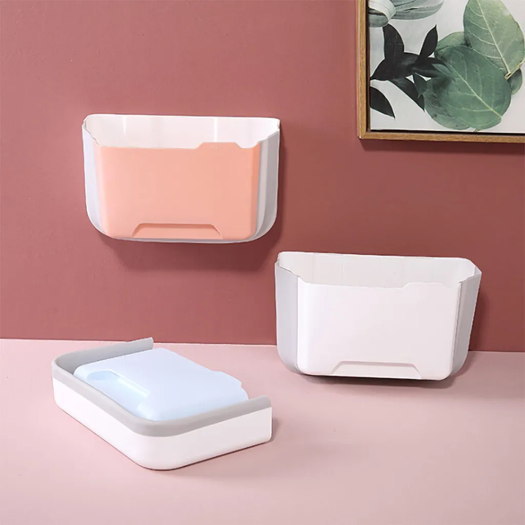Kitchen Cabinet Door Hanging Trash Bin Nail-free Wall Mounted Folding Waste Bin Rubbish Container Home Bathroom Storage Boxes