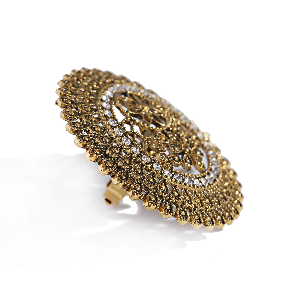 Gold Color Rings Gold Color Ring Finger Ring Silver Ring Wedding Rings Wedding Ring Ethnic Big Silver Color Flower Gold Ring For Women Wedding Jewelry Gift Vintage Hollow Alloy Zircon Rings