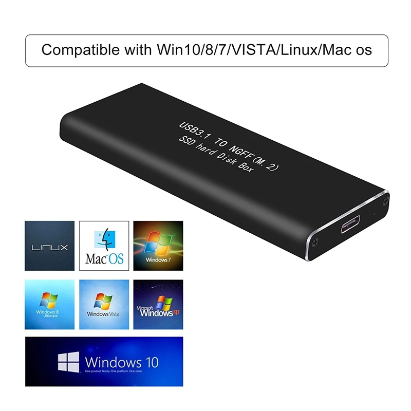 USB 3,1 к M.2 NGFF SSD Тип C адаптер Карточка SSD Внешний корпус чехол для M.2 2230/2242/2260/2280 B Ключ/B+ м ключ