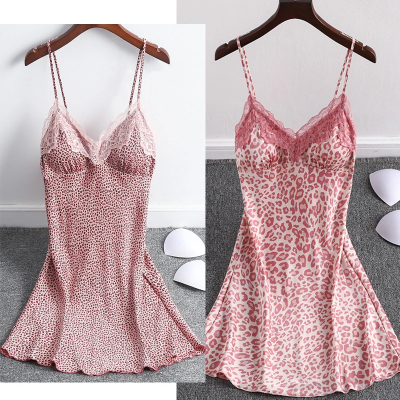 Lace Women's Nightdress Girl Sleepwear Silk Pijama Woman Dress Female Sling Nightwear Clothing 2021 Fashion Ladies Homewear