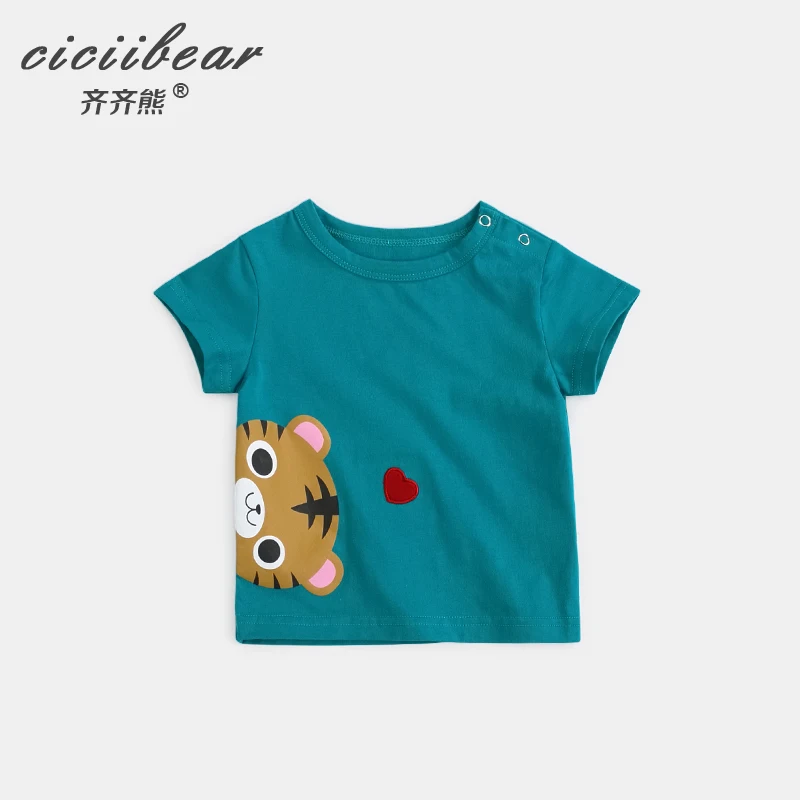 

ciciibear Baby Summer Short Sleeve Round Neck T-shirt Boys Girls Printed Undershirt Baby Cotton Top