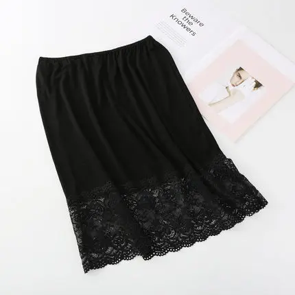Lace half slip 40cm 50cm safety skirt lining for women base half length short underskirt white lined petticoat black underdress