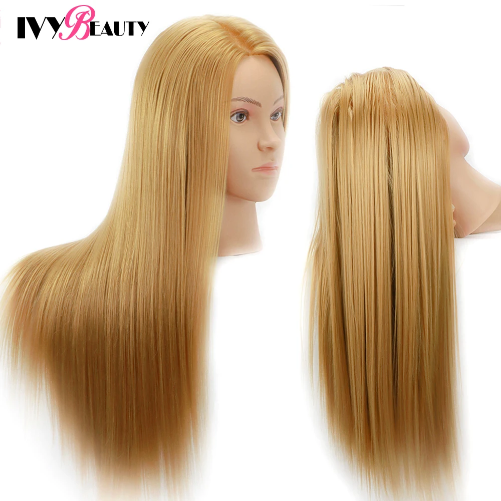 Teste di manichino con capelli da 65 cm per acconciature Tete De Cabeza Manichino Bambole fittizie Testa per parrucchiere Pratica acconciature - immagine 2