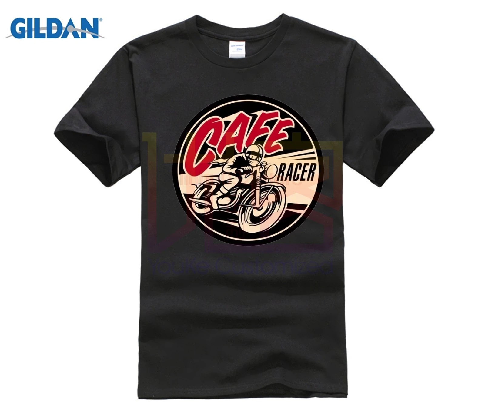 Мужская Летняя мужская футболка 2018 с круглым вырезом модная для Кафе Racer