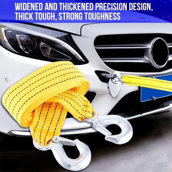 

Car tow rope thick nylon car safety emergency traction rope with drag hook strap 4*5M