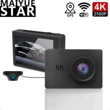 Maiyue star 4K Ultra HD2160P+ 1080P Автомобильный видеорегистратор 3,0 дюймов OLED сенсорный экран gps Wi-Fi ночное видение двойная камера для вождения