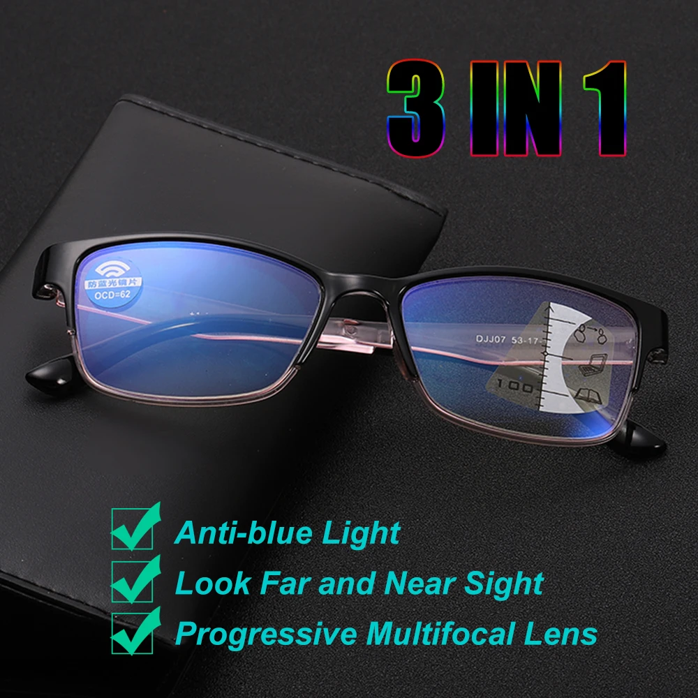

1Pc Anti-Blue Light Reading Glasses Smart Progressive Multifocal Presbyopia Glasses Anti Glare Anti Eyestrain Vision Care Eyewear Hot Sale