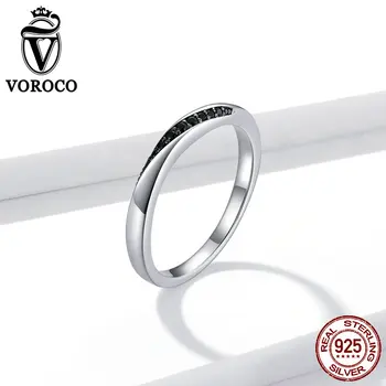 

VOROCO 925 sterling silver ladies wedding Mobius Ring zircon rings fashion girl gift factory price jewelry birthday gift