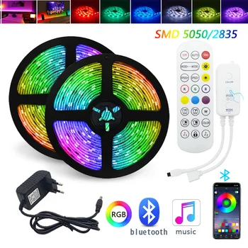 

Bluetooth Music 5050 LED Strip Light SMD 2835 Flexible Ribbon fita 5M 10M 15M RGB LED light Tape Diode DC12V led lights for room