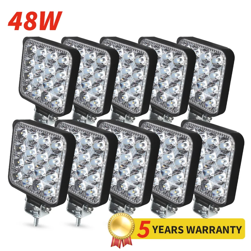 XINFOK 12 Volt Headlight 24V LED Lamp 3030 SMD 48 Watts 6500K Spotlights Work Light for Car Truck 4WD 4x4 | Автомобили и