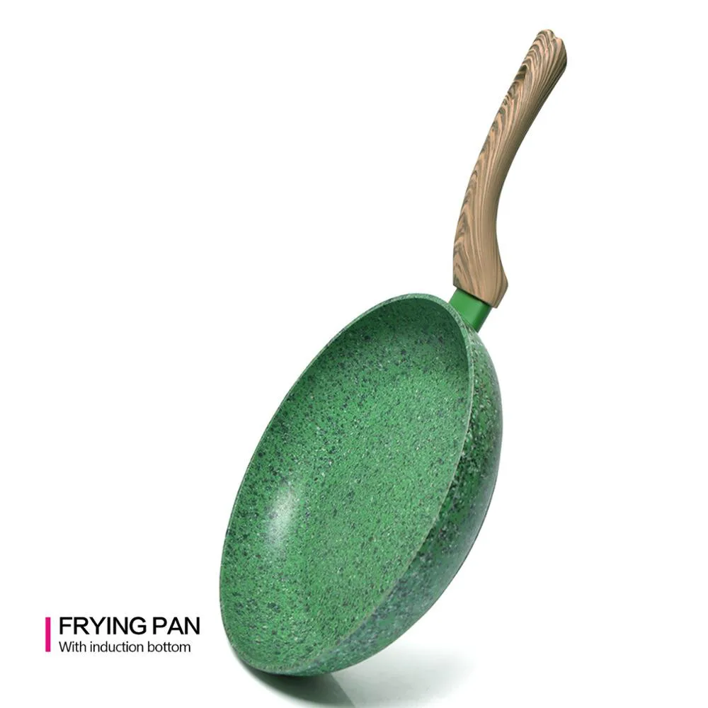 

Frying pan 3 layers of forged aluminum marble coating malachite series Induction Cooker
