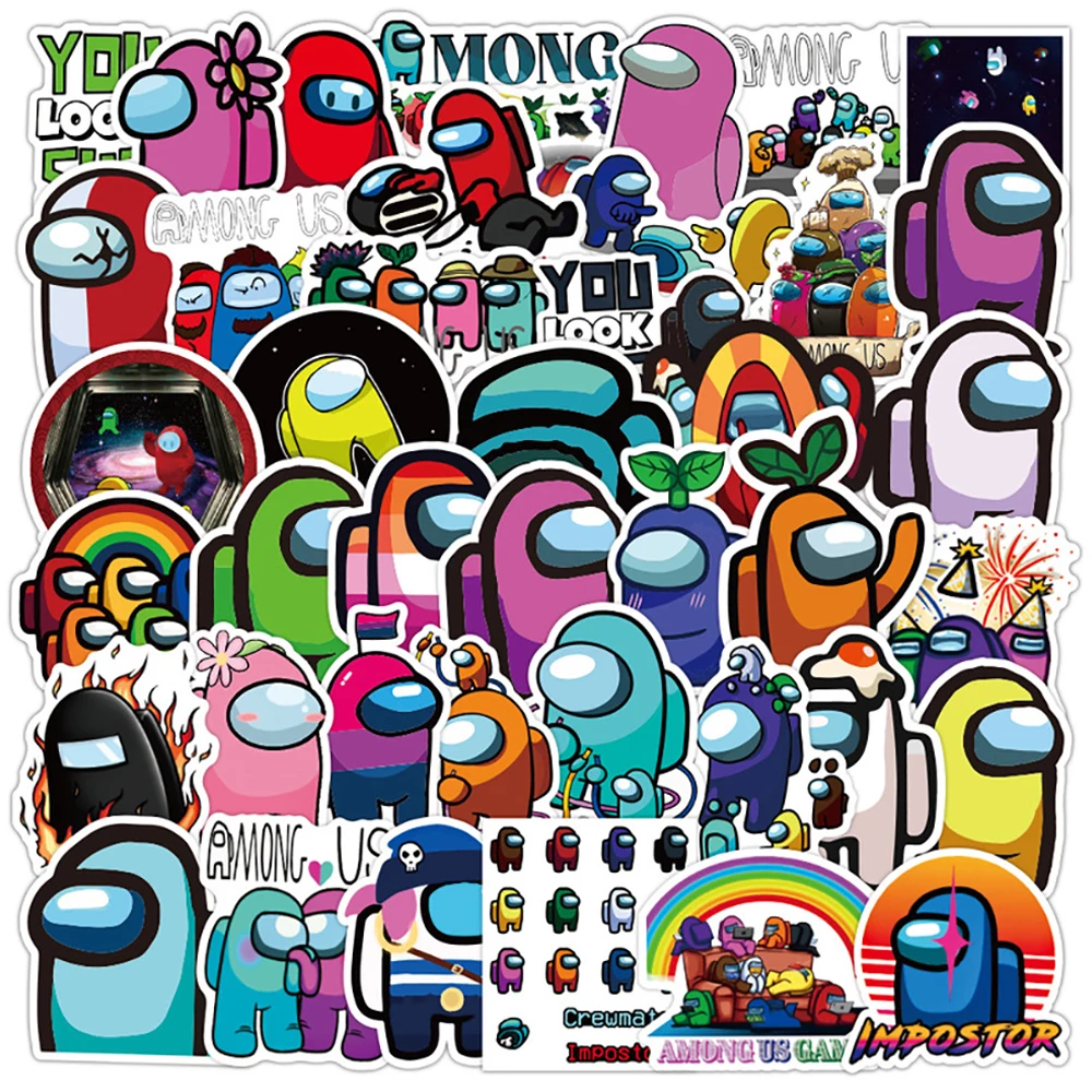 

50PCS Among Us Game Graffiti Stickers Skateboard Fridge Guitar Laptop Motorcycle Travel Decals Cartoon Sticker for Kid Toys Gift