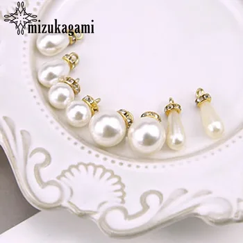 

10pcs/lot DIY Handmade Jewelry Accessories Alloy Pearl Round Drop Pendant Earrings Necklace Material