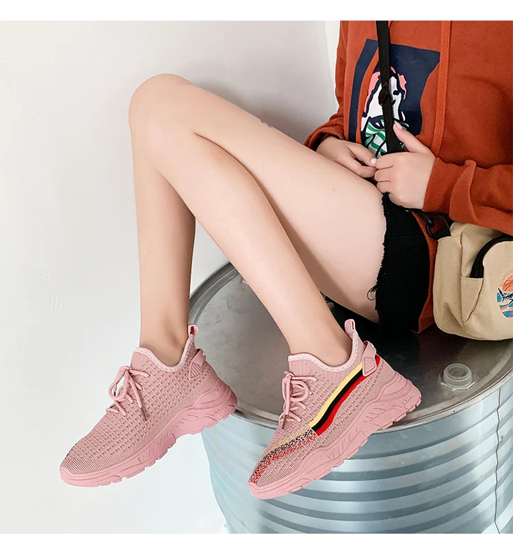 С прямоугольным каблуком; Zapatos casuales de moda para mujer из сетчатого материала со шнуровкой; женская уличная обувь, кроссовки Для женщин женская одежда Freizeitschuhe chaussure femme