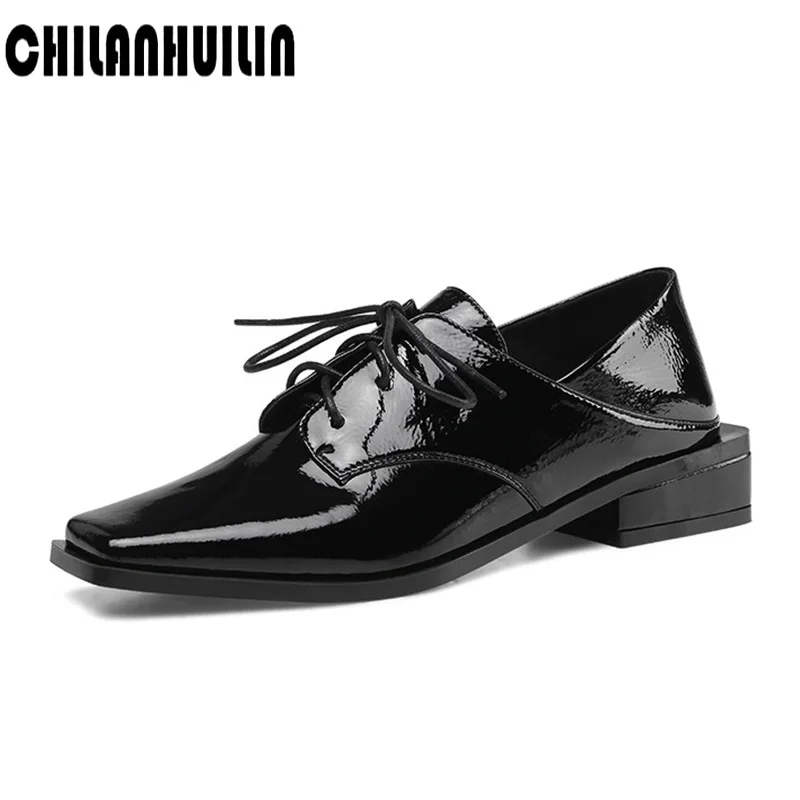 

British lace-up women shoes patent leather pointed toe high heel pumps classic brogues casual oxford ladies dress shoes pumps