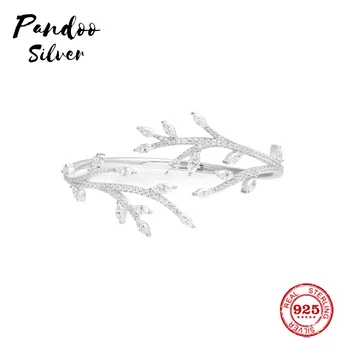 

Fashion Charm Sterling Silver Copy 1:1 Copy,Silver Festival Leaf Open Cuff Women Monaco Jewelry Gift With Logo