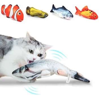 

Cat USB Charger Dynamic Fish Electric Toy Interactive Cat Bite Toy Catnip Supplies Kitty Fish Flip Cat Swing Toy