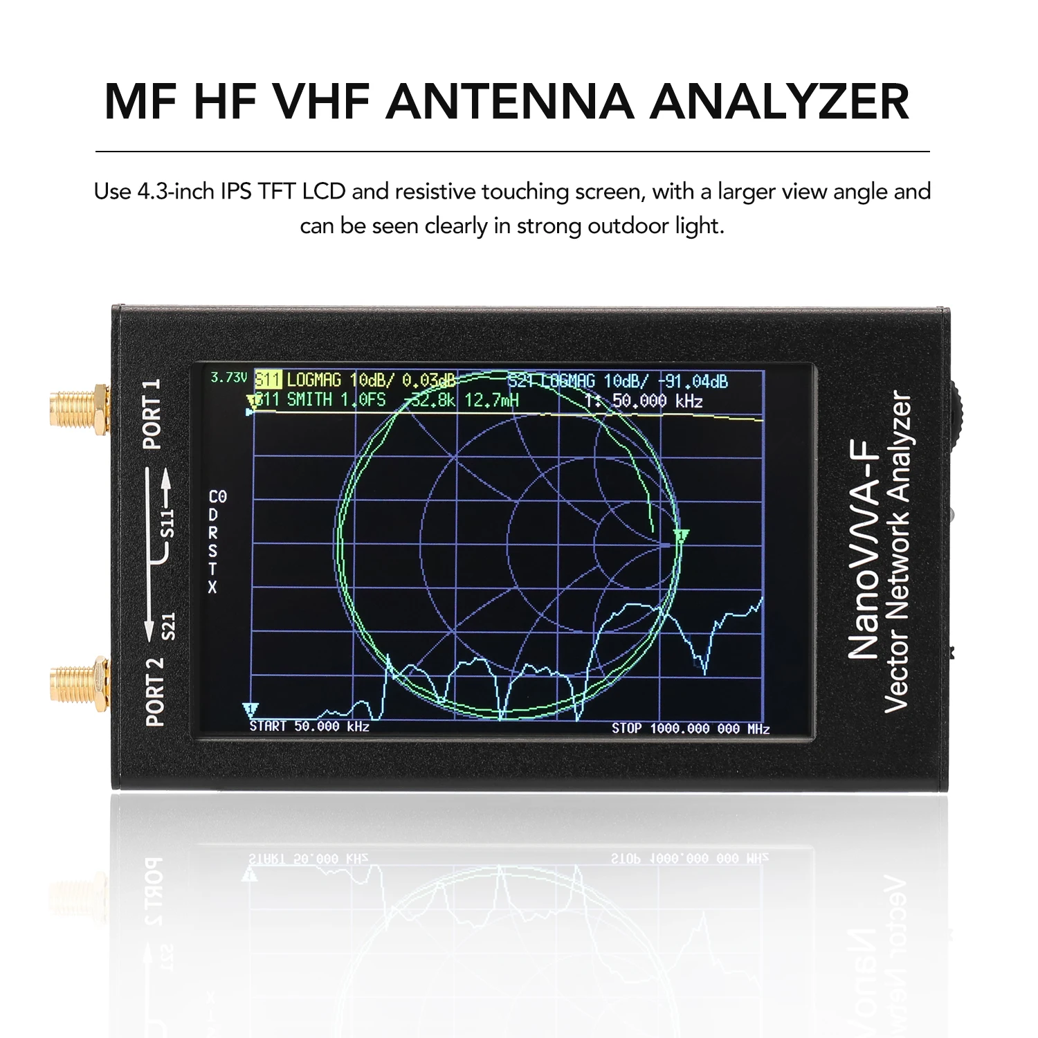 Портативный Векторный анализатор сети NanoVNA F 50 кГц 1000 МГц SWR метр 4 3 дюйма IPS MF HF VHF