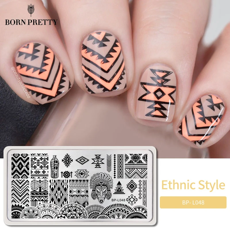 Born pretty 12*6 см Прямоугольник Ногтей Штамповка Плиты Национальное Меньшинство