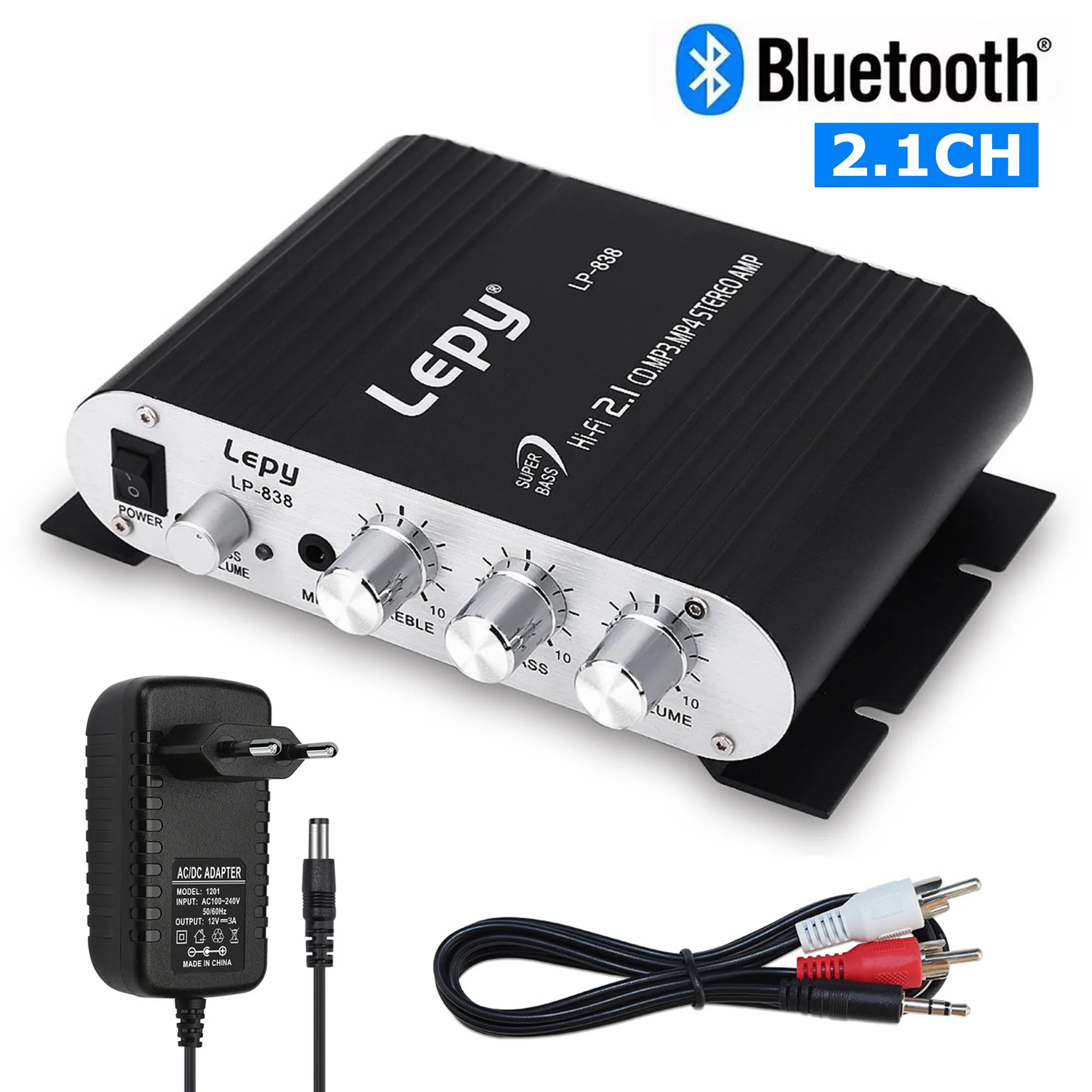 LP 838BT Bluetooth MINI Digital Hi Fi Car Power Amplifier 2.1CH Digital