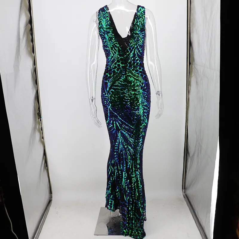 HAMBELELA 2020 Beautiful Angel Wings Sequin Evening Dresses For Women Long Vestido De Festa Evening Gowns Vestidos Elegante (2)