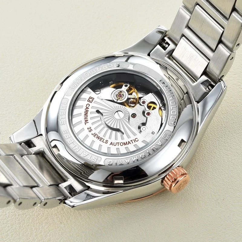 CARNIVAL Brand Luxury Mechanical Watches Men Fashion Automatic Movement Business Wristwatch 30m Waterproof Luminous Montre Homme