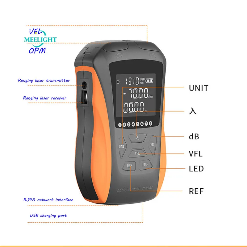 

2020 New Optical Power Meter Red Laser 6 in 1 High Precision Mini Red Fiber Pen 15km Rechargeable Fiber Light Tester Light 650mw