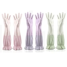 Многофункциональные бытовые перчатки водонепроницаемые противоскользящие износостойкие чистящие перчатки Длинные Стильные ПВХ перчатки