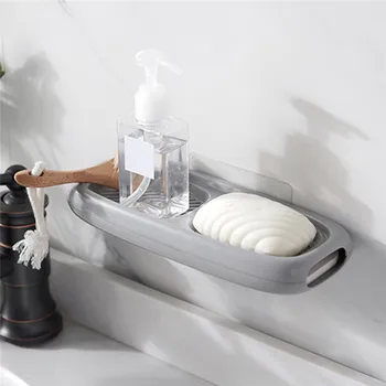 

Wall-Mounted Soap Drain Rack Bathroom Free Punch Double Drain Soap Rack Kitchen Sponge Rack Bathroom Soap Rack