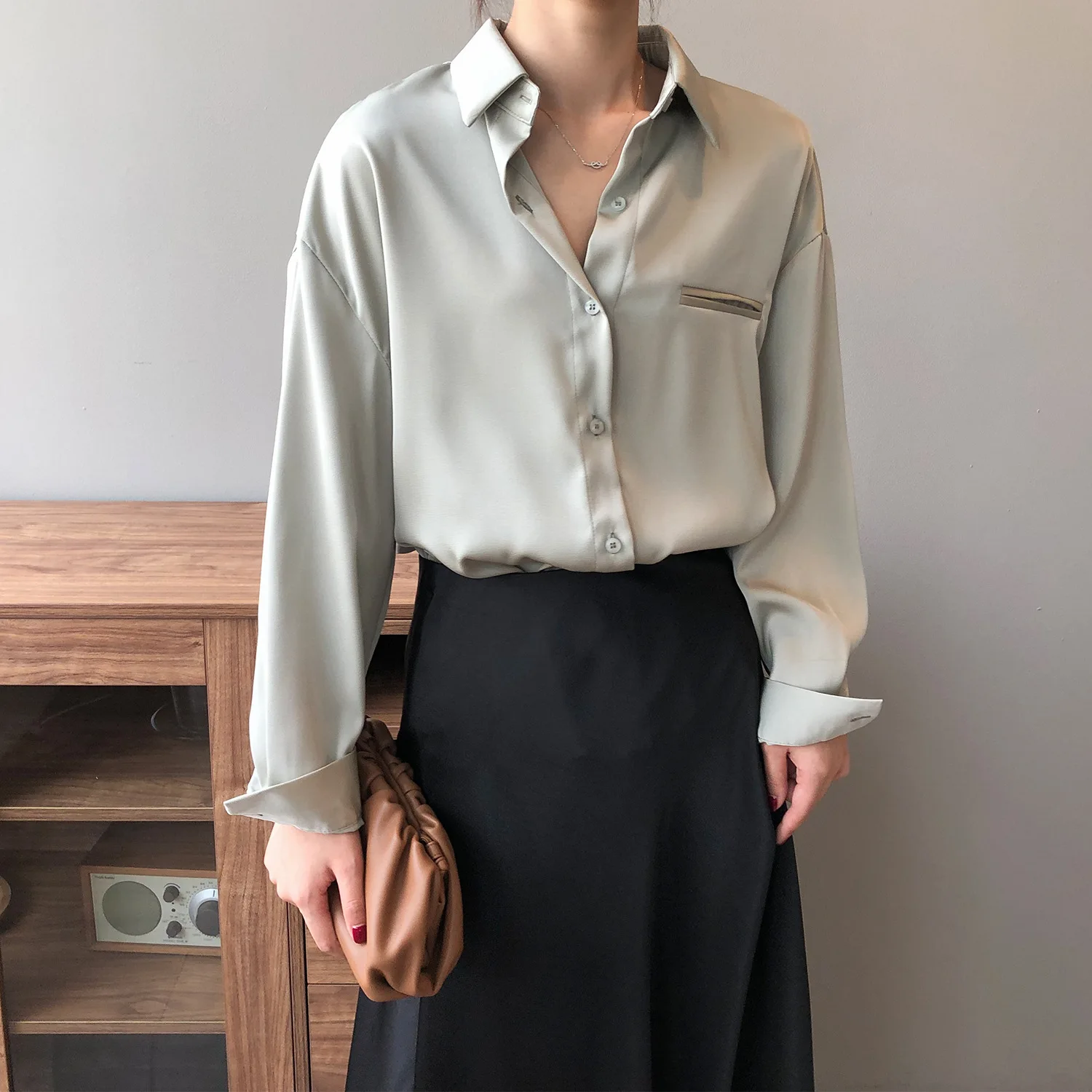 

Fashion womens tops and blouses 2020 Autumn New Korean Style Elegant Long Sleeve Loose Shirt Blouse
